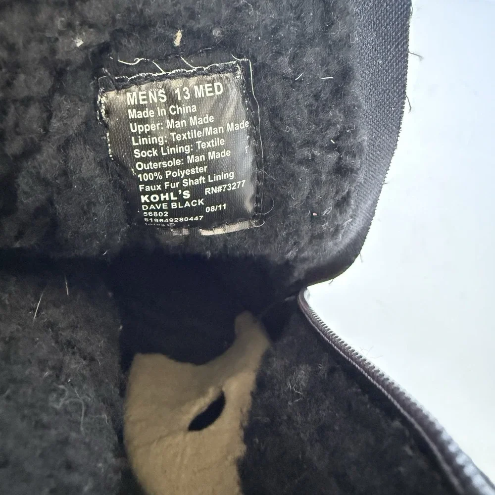 Totes Dave Men's 13M Black Waterproof Thermolite Faux Fur Winter Snow Boots